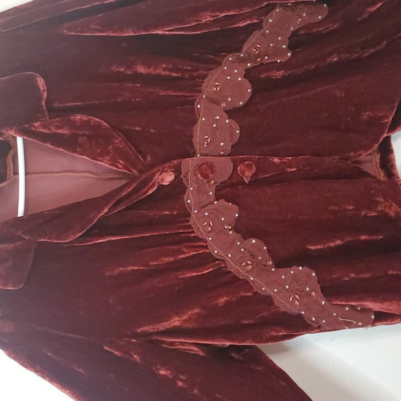 Vintage ZOE California Velvet Silk Blend Blazer Coat Beaded Lace Underbust XL - Picture 2 of 9